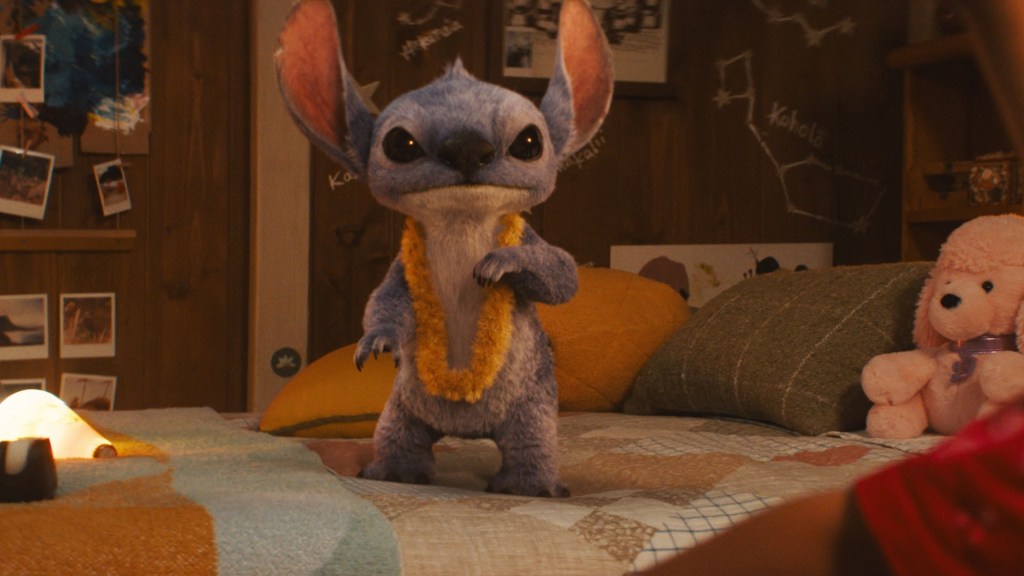 Stitch standing on bed in Lilo and Stitch