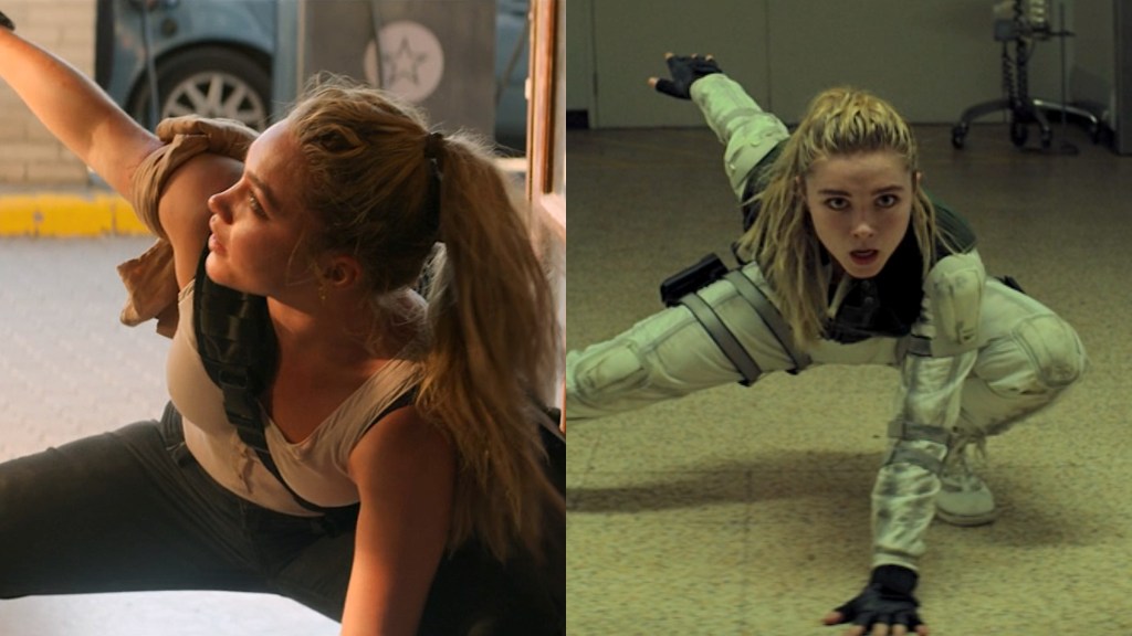 Yelena mocking Black Widow's pose twice